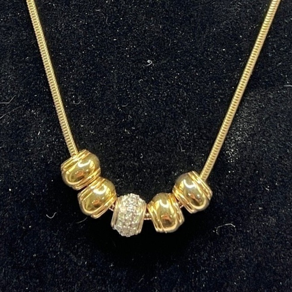 Gold Tone Necklace Snake Chain with Floating Beads 16 inches